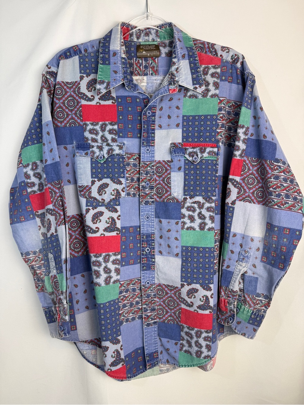 Vintage Outlaw Western Wear Patchwork Button Up 90s Rodeo Southwestern Cowboy